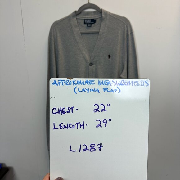 Vintage Polo PRL Ralph Lauren Grey V-Neck Lightweight Cardigan Sweater Large - Picture 13 of 13